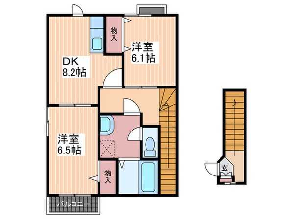 メープル焼山Bの物件間取画像